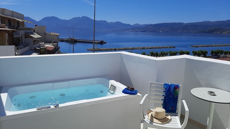 Private jacuzzi at Naiades Marina Hotel, Agios Nikolaos