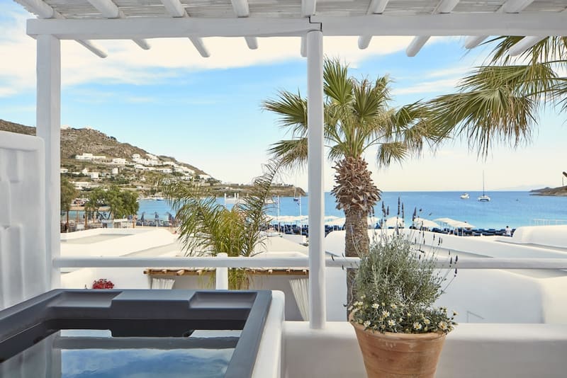Private hot tub at Mykonos Ammos Hotel, Mykonos — photo 2