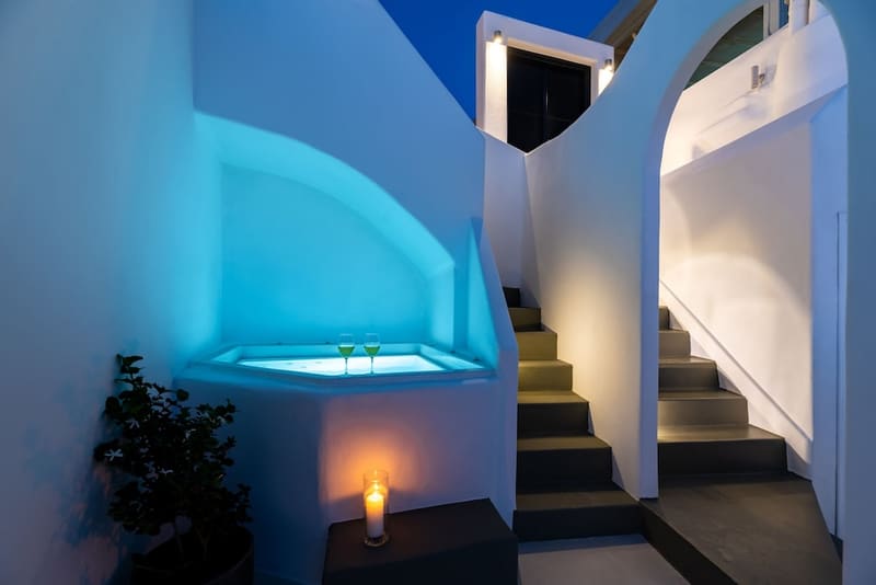 Private hot tub at Daydream Luxury Suites, Santorini