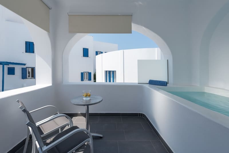 Private hot tub at Anemomilos Hotel & Apartments, Santorini