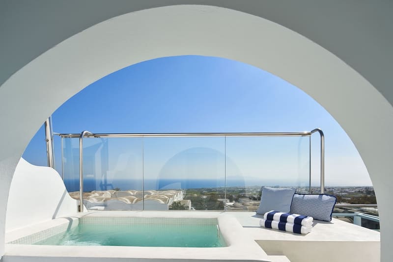 Private hot tub at Aressana Spa Hotel and Suites, Santorini