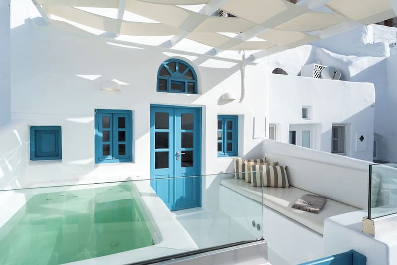 Private hot tub at Nano Oia Villas, Santorini