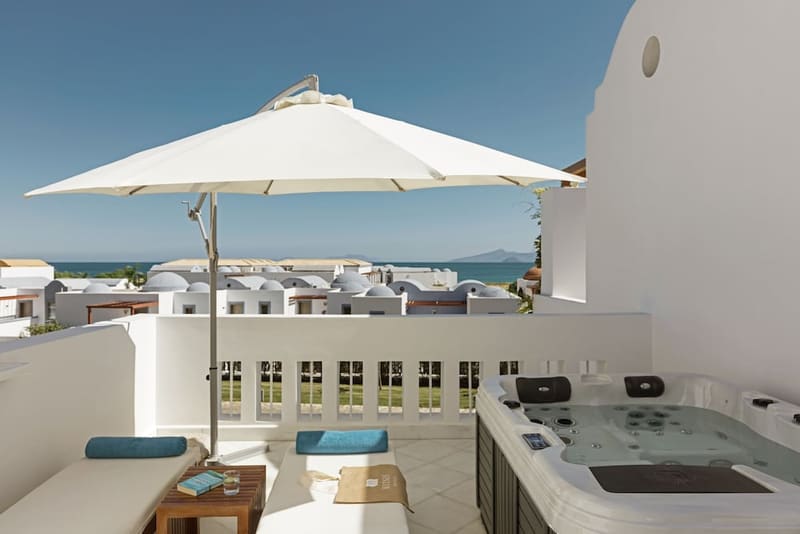 Private hot tub at Mitsis Selection Blue Domes, Kos