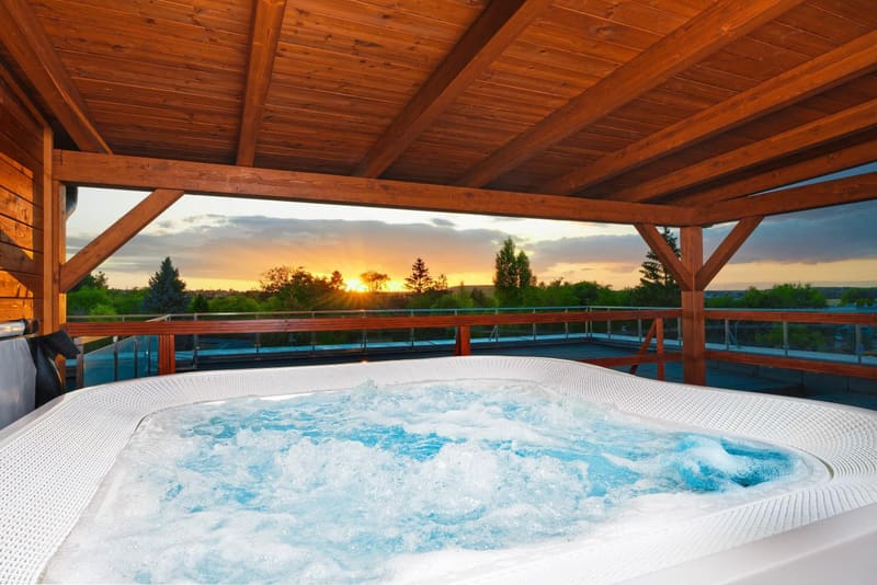 Private hot tub at Hotel Aura Design & Garden Pool, Prague