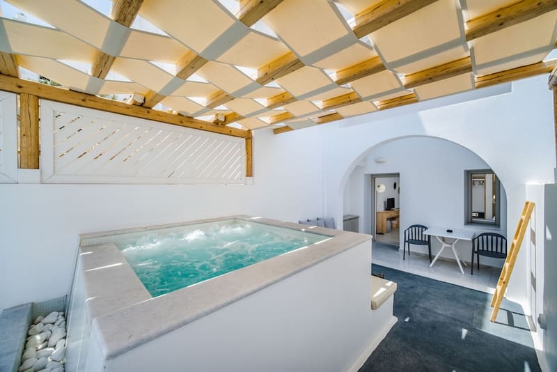 Private hot tub at Symphony Suites, Santorini
