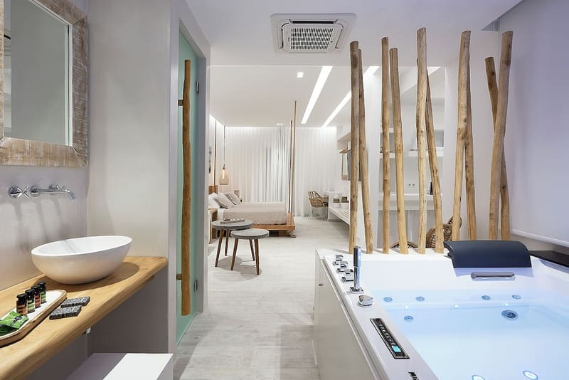 Private hot tub at Nirome Luxury Suites, Milos