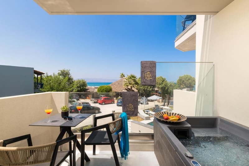 Private hot tub at Elia Agia Marina Resort, Chania