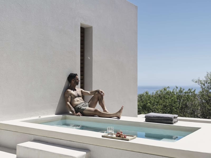 Private hot tub at Magma Resort Santorini, Part of The Unbound Collection By Hyatt, Santorini