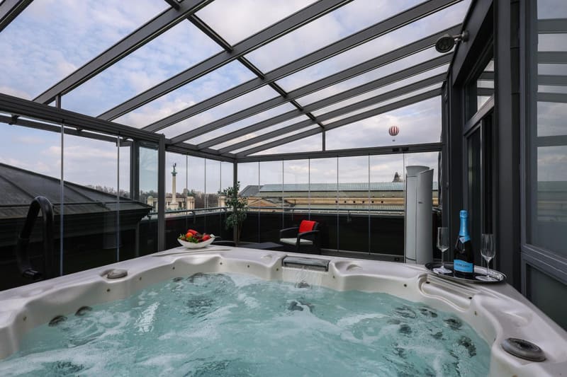 Private hot tub at Mirage Medic Hotel, Budapest