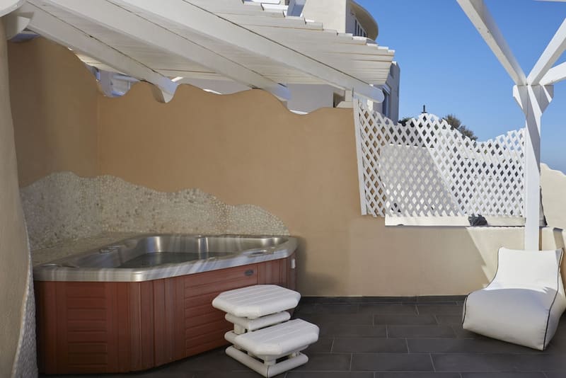 Private hot tub at Suites of the Gods Cave Spa, Santorini