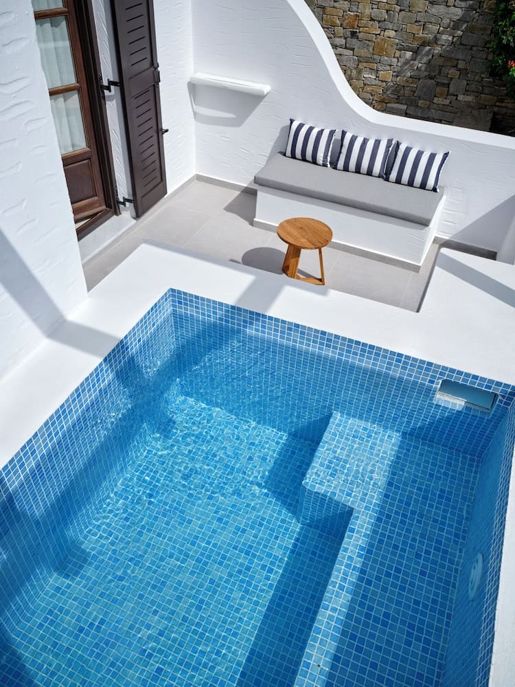 Private hot tub at Aella Residence, Paros
