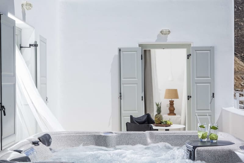 Private hot tub at Myconian Villa Collection, Mykonos — photo 2