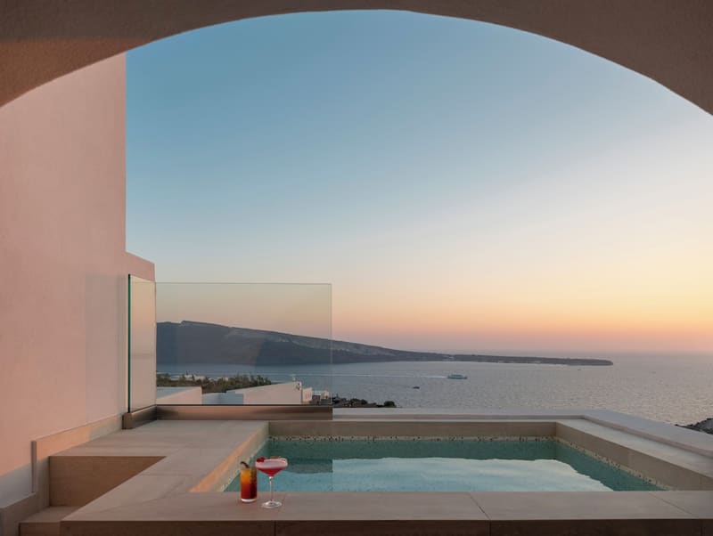 Private hot tub at Santo Pure Oia Suites & Villas, Santorini — photo 6