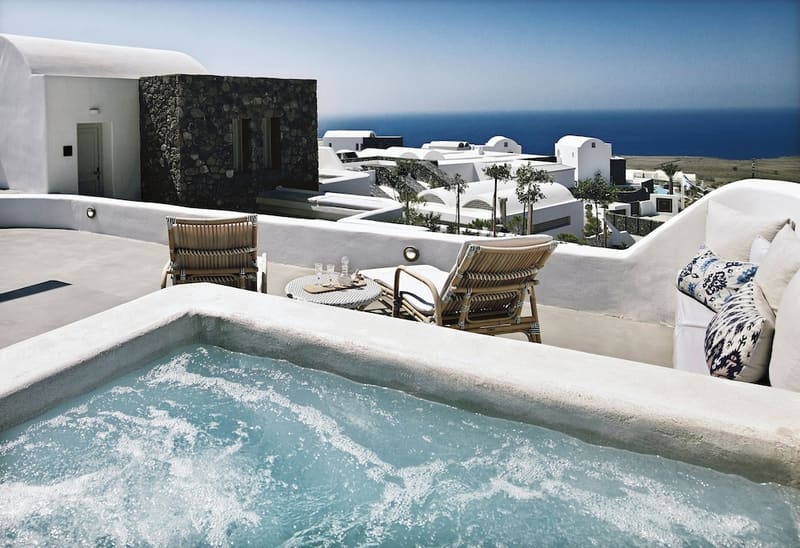Private hot tub at Santo Pure Oia Suites & Villas, Santorini