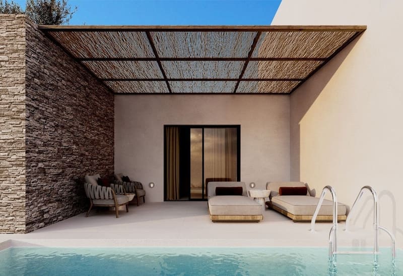 Private plunge pool at Vione Paros Hotel, Paros, photo 6