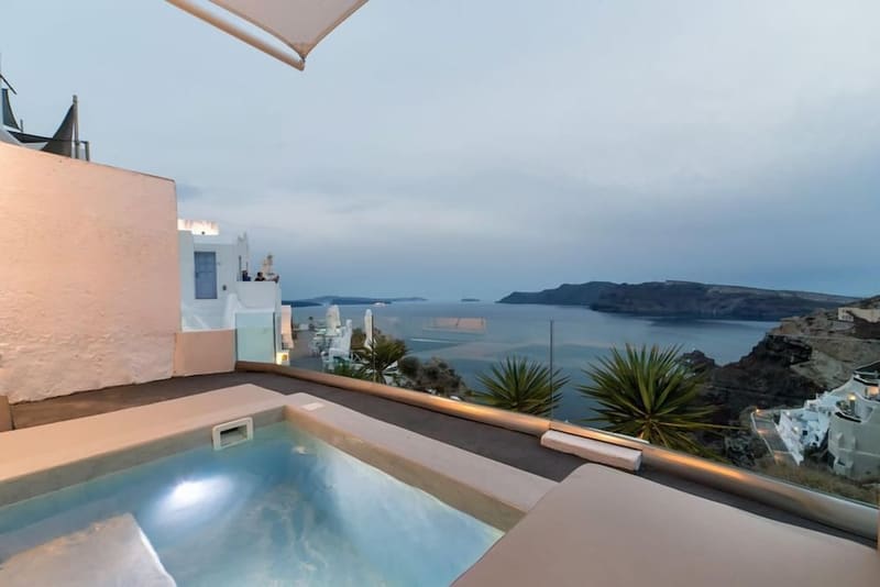 Private hot tub at Armeni Village Rooms & Suites, Santorini, photo 3