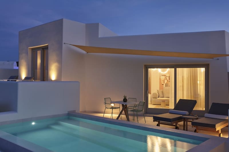 Private plunge pool at Apanemo Hotel, Santorini