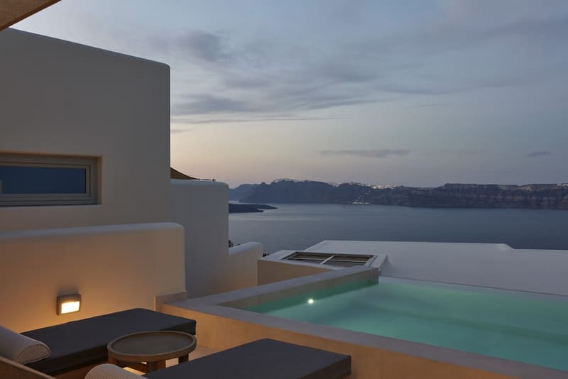 Private plunge pool at Apanemo Hotel, Santorini