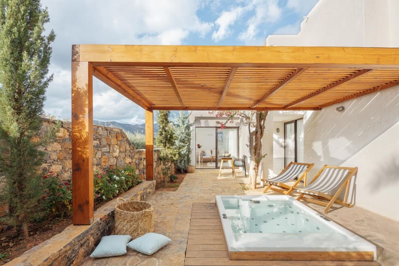 Private hot tub at St. Nicolas Bay Resort Hotel & Villas, Agios Nikolaos
