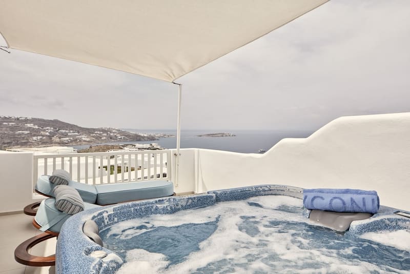 Private hot tub at Myconian Naia - Preferred Hotels & Resorts, Mykonos