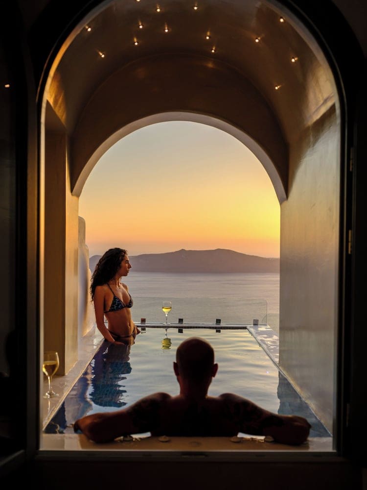 Private hot tub at Pegasus Suites & Spa, Santorini — photo 2