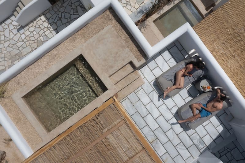 Private plunge pool at Kosmitis Suites & Villas, Paros