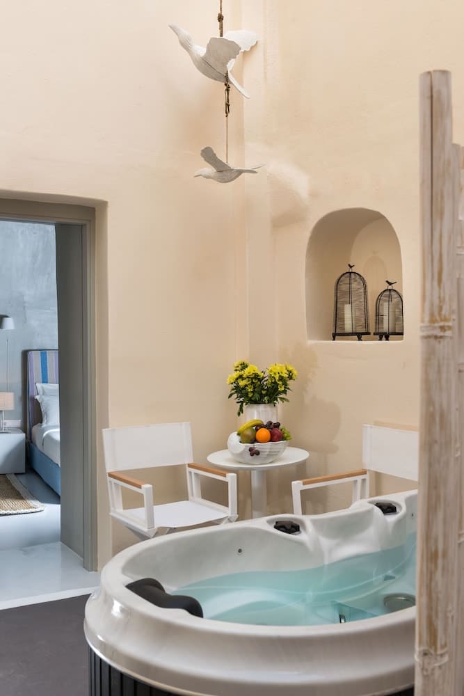 Private plunge pool at Mythical Blue Luxury Suites, Santorini