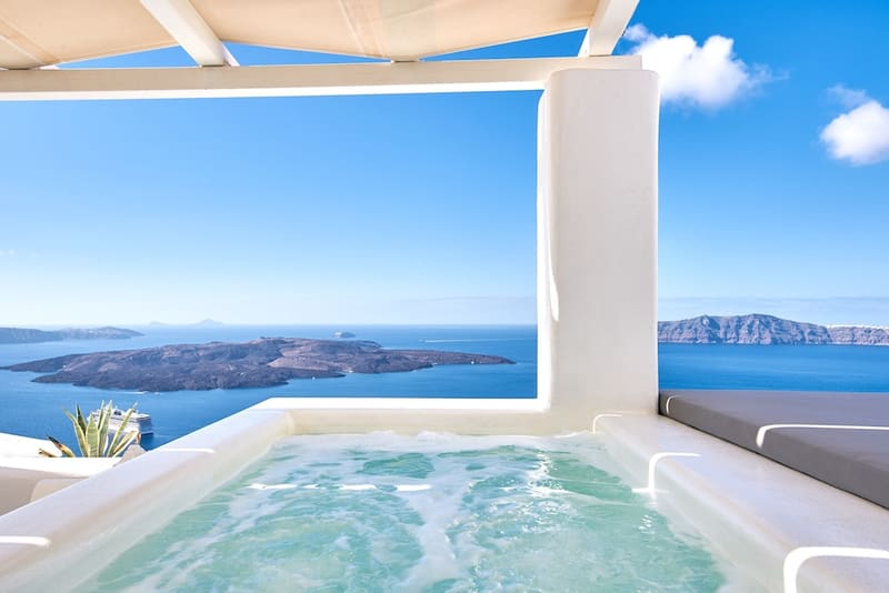 Private hot tub at Agali Houses, Santorini — photo 2