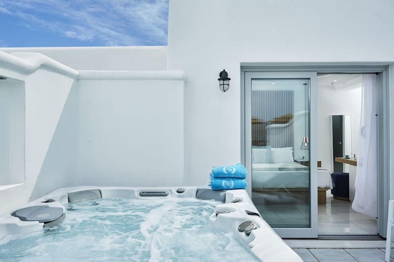 Private hot tub at Grand Beach Mykonos, Mykonos