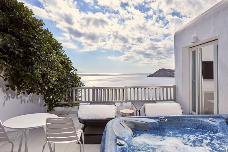 Private hot tub at Myconian Imperial - Leading Hotels of the World, Mykonos