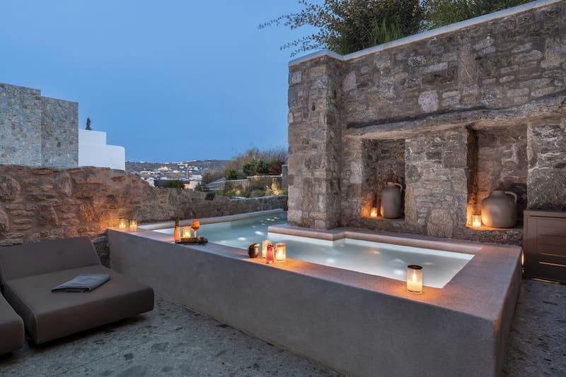 Private hot tub at Aeonic Suites and Spa, Mykonos