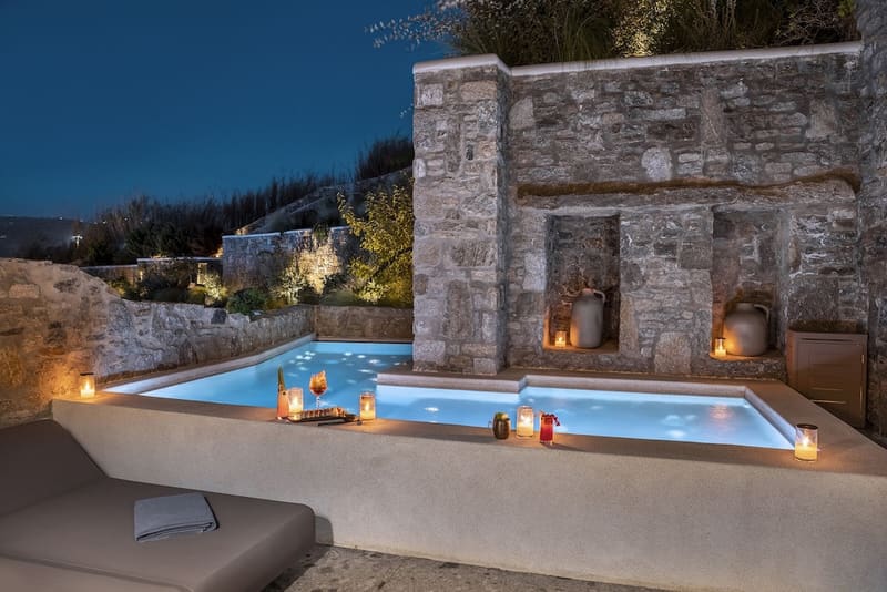 Private hot tub at Aeonic Suites and Spa, Mykonos — photo 2