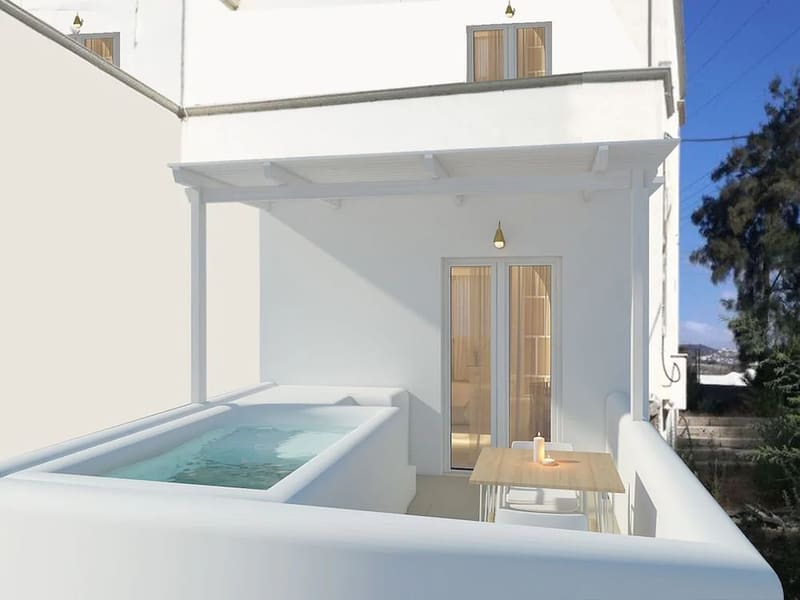 Private hot tub at Petri Suites, Santorini