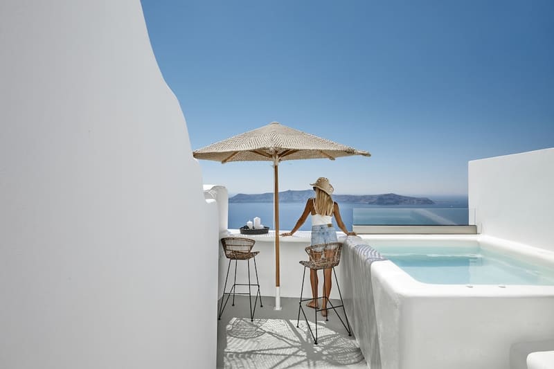 Private plunge pool at You And Me Suites, Santorini