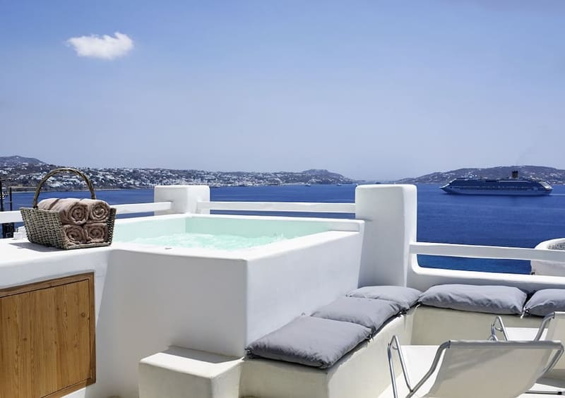 Private plunge pool at Rocabella Mykonos Hotel, Mykonos