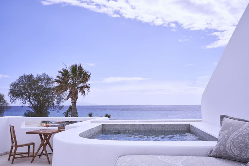 Private hot tub at Makris Beach Hotel, Santorini