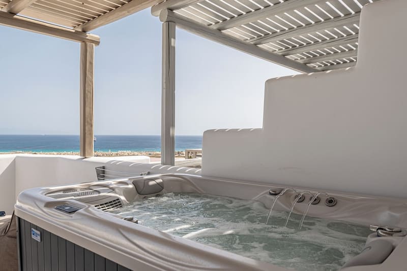 Private hot tub at Lianos Village, Naxos
