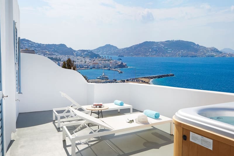 Private hot tub at Kouros Hotel & Suites, Mykonos